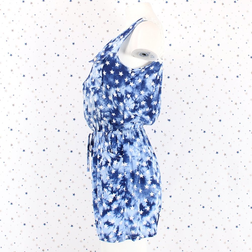 Star Print Tie Dye Romper Blue - Picture 5 of 13